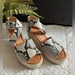 Nine West Snakeskin Espadrille Sandal Platform Wedges